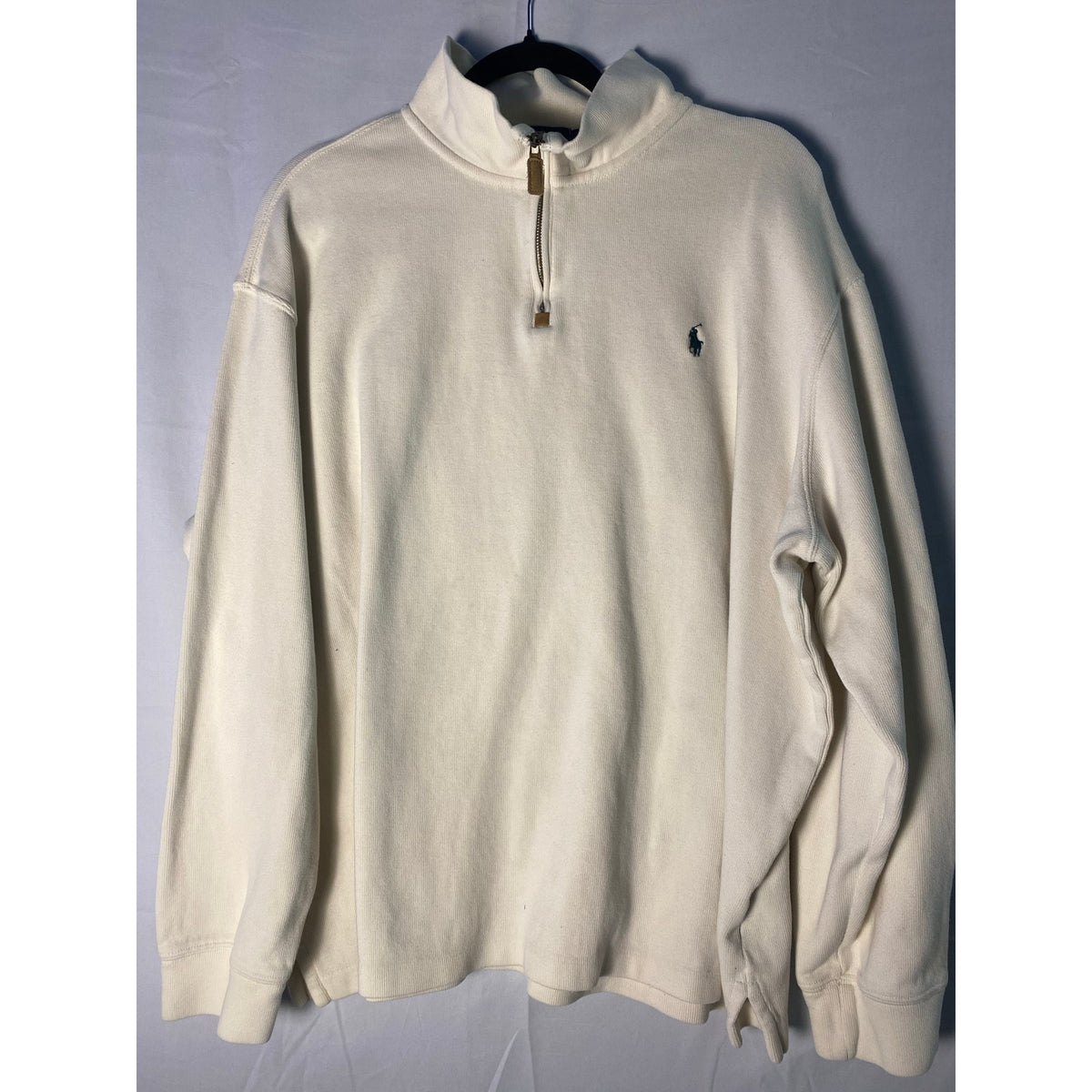 Vintage Polo by Ralph Lauren White Polo Sweater Quarter Zip Pullover Logo 2XL