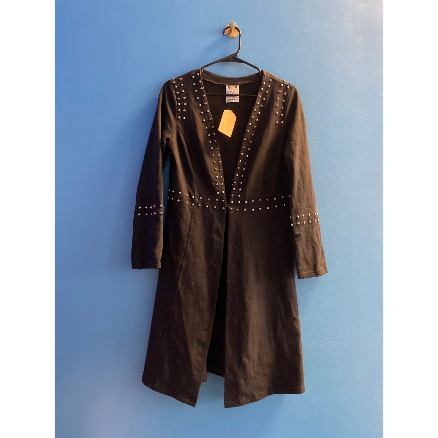 Vocal Apparel USA Long Studded Black Cardigan Jacket Long Sleeve Women's Small