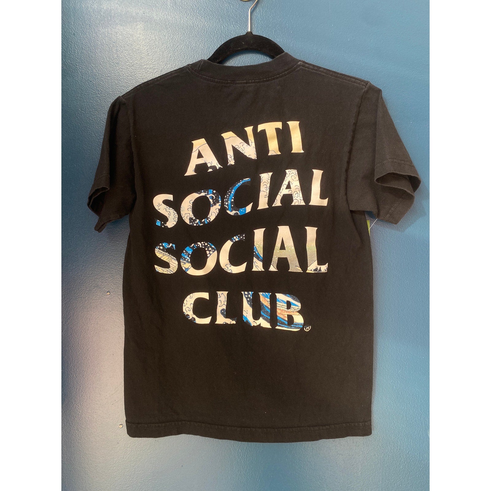 Antisocial Social Club Wave Text Graphic Print Black T-Shirt Men's Size Small