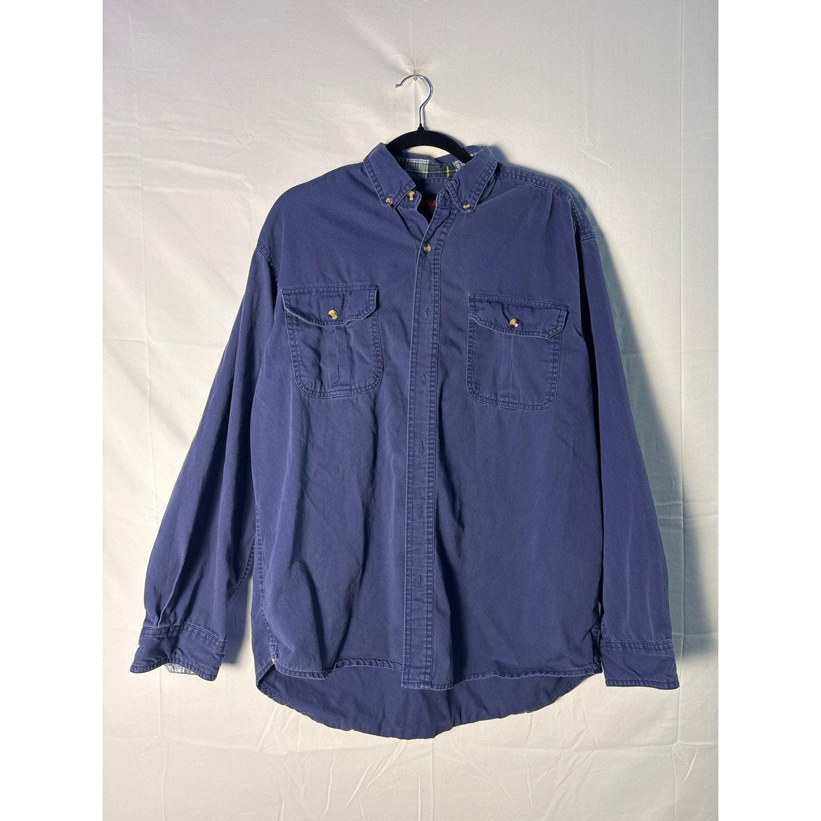 North Axis Dark Blue Button Down Long Sleeve Shirt Chest Pockets Mens Size Large