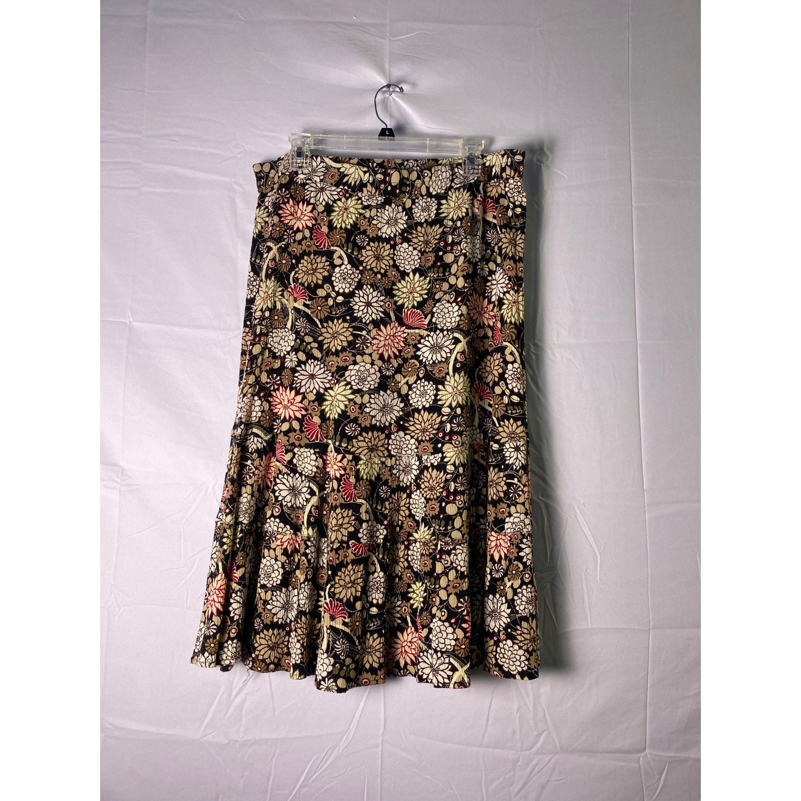 Vintage Sag Harbor Brown Pull On Pleated Floral Skirt Women's Size Large