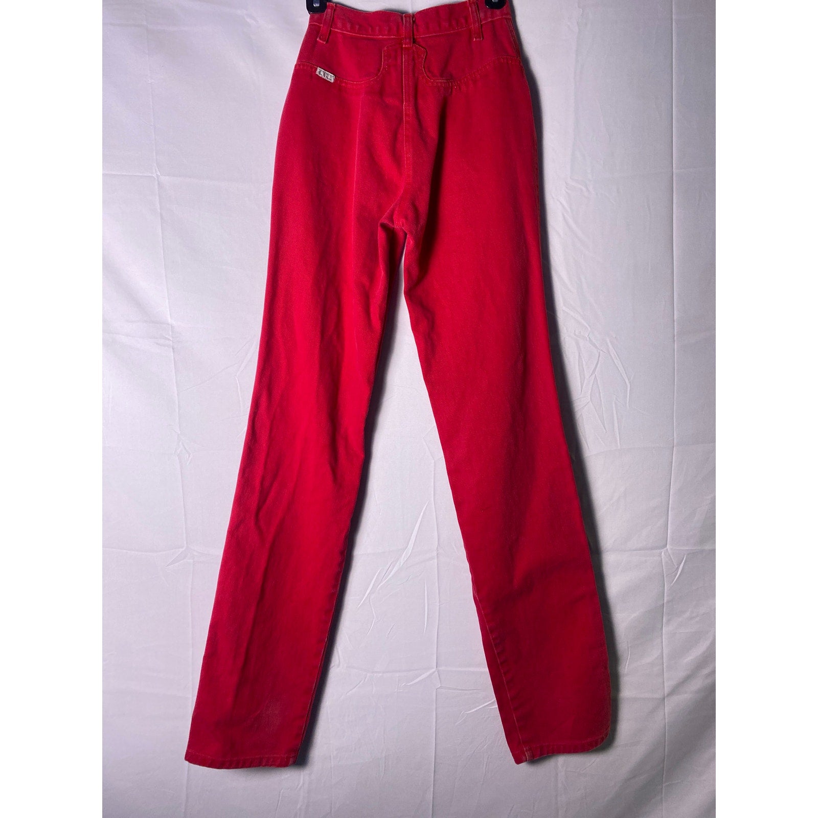 Vintage 80s Red Straight Leg Jeans with Pockets Womens Size 1/2