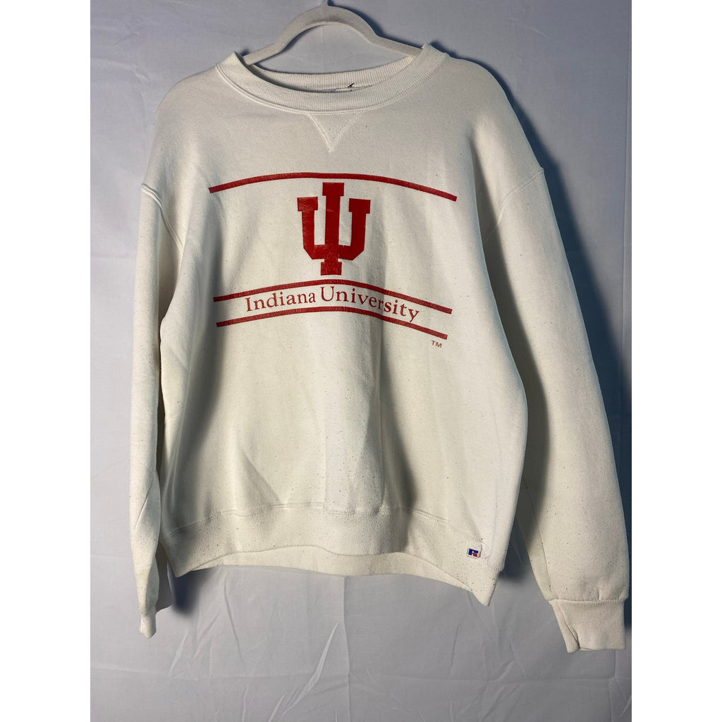 Vintage Russell Athletic IU Indiana University White Crewneck Sweater Mens Large
