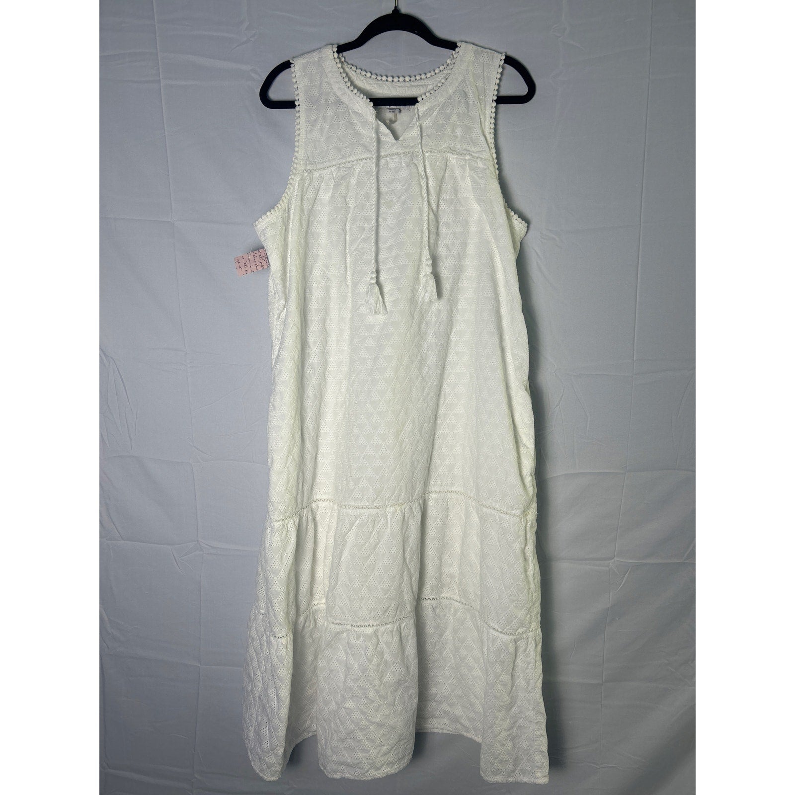 Tommy Bahama Sleeveless White Eyelet Ruffle Midi Dress Women's Size XL