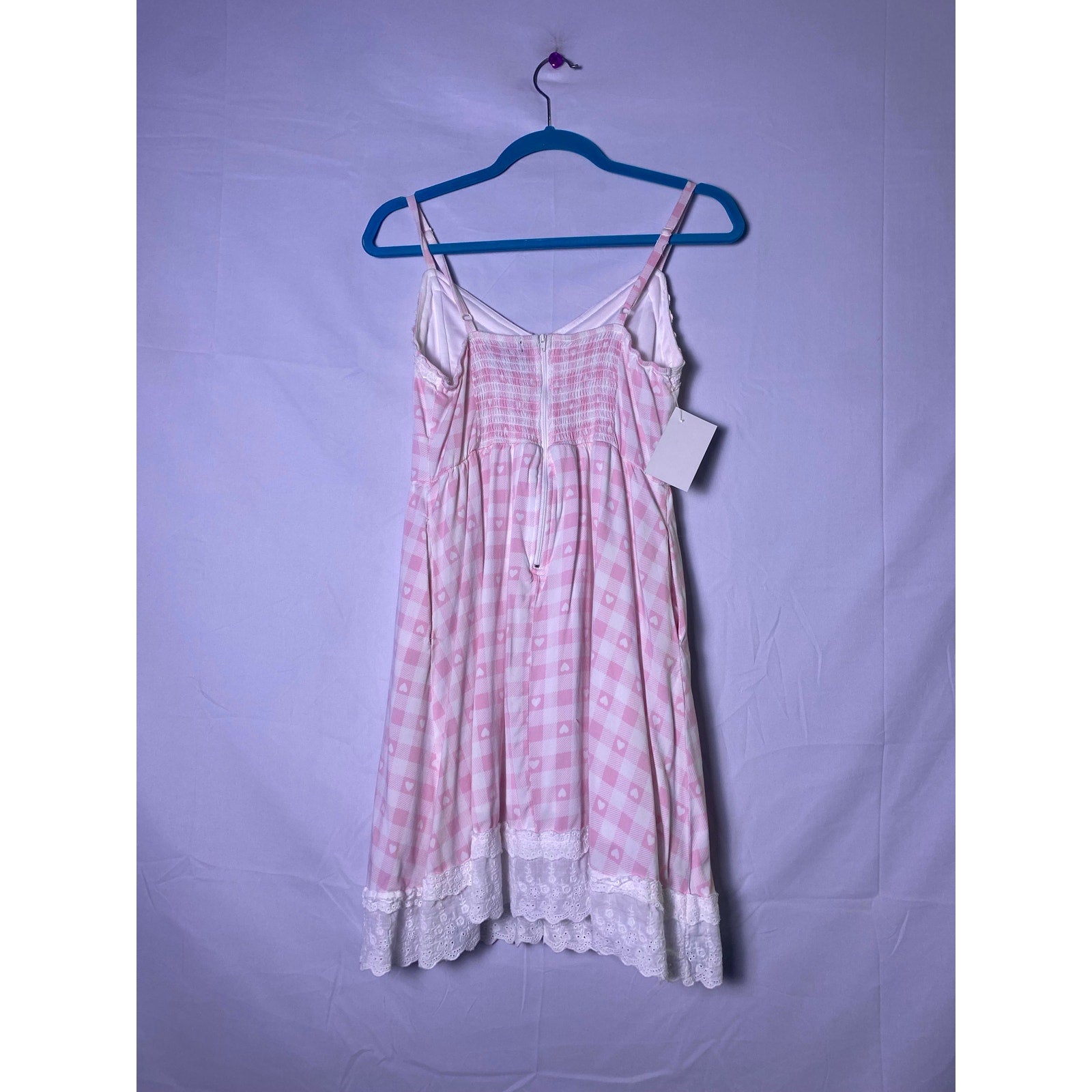 Heart Gingham Pink Print Dress