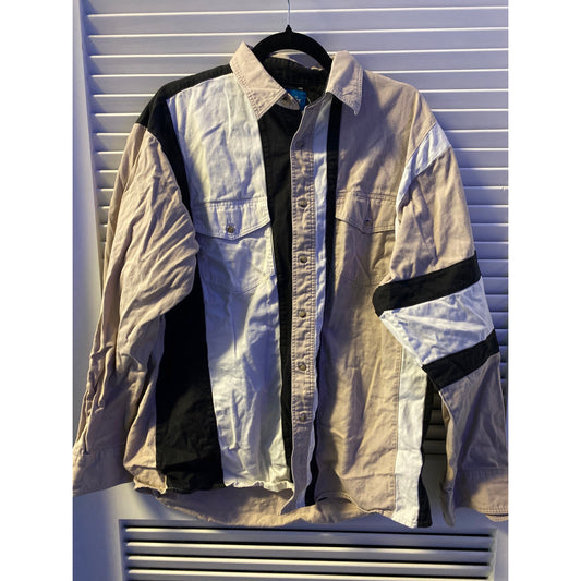 Vintage Wrangler Shirt Aztec Striped Western Cowboy Button Up Pearl Snap Large