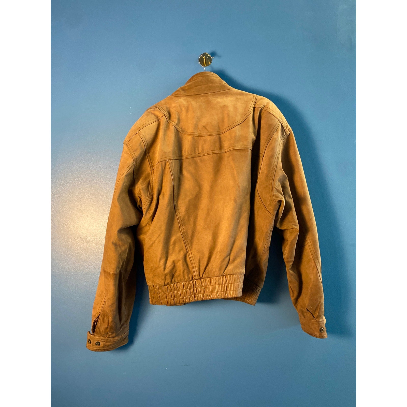 Vintage Wilsons Brown Leather Classic Bomber jacket Button Snap Thinsulate XL
