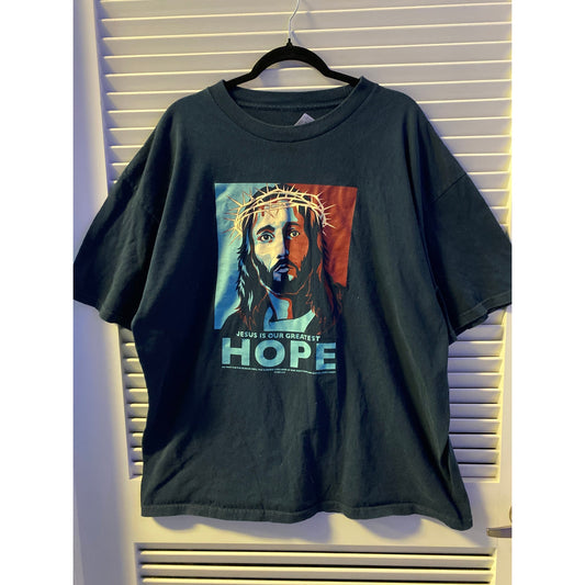 Vintage Jesus is our greatest HOPE Print Faded Navy Shirt Adult Size 2X