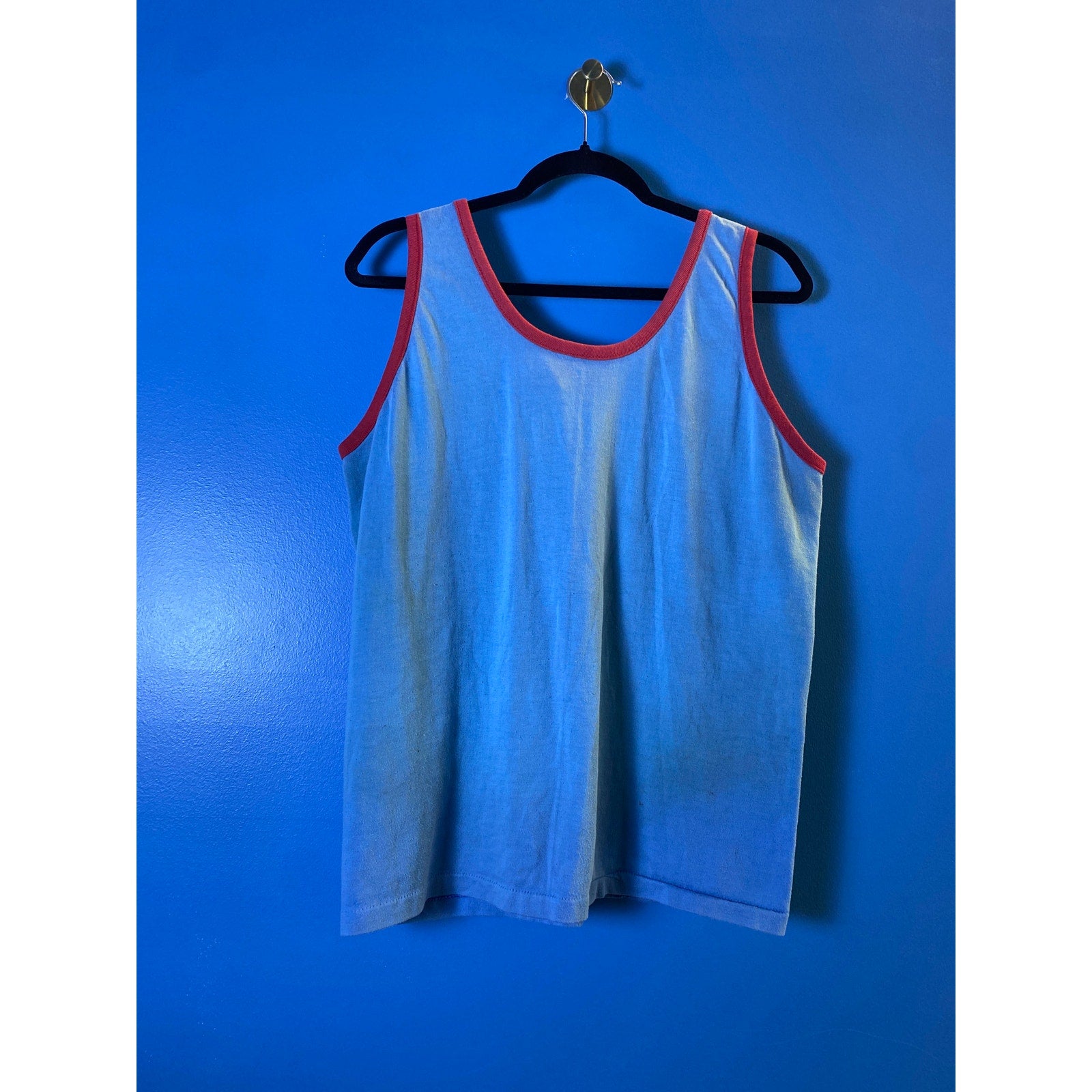 Vintage 80's Blue Red Tank Top Men's Fits to Size Large