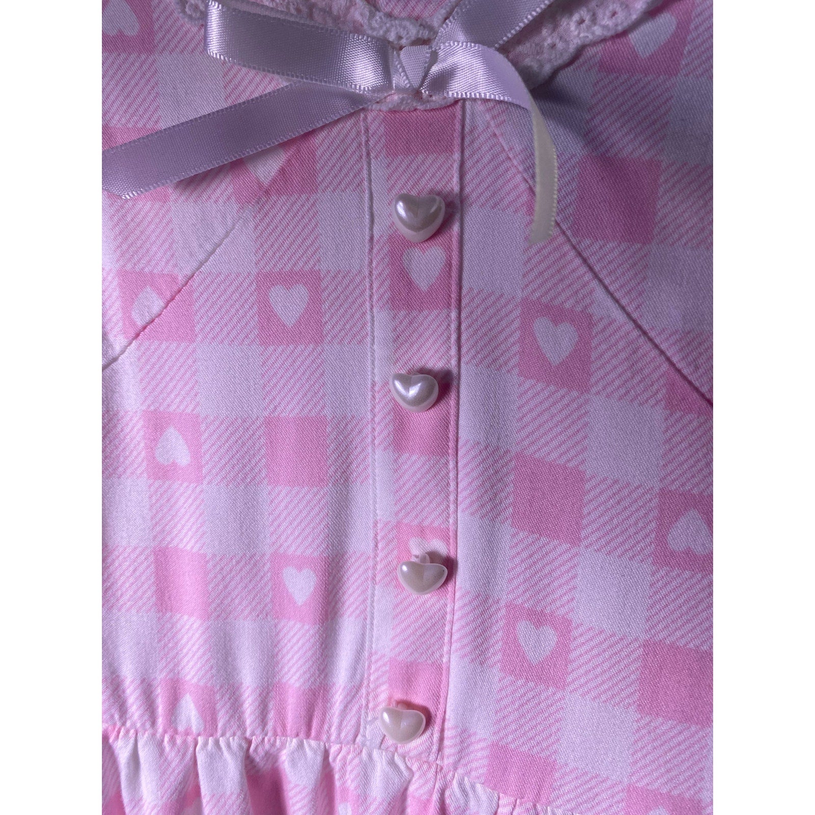 Heart Gingham Pink Print Dress