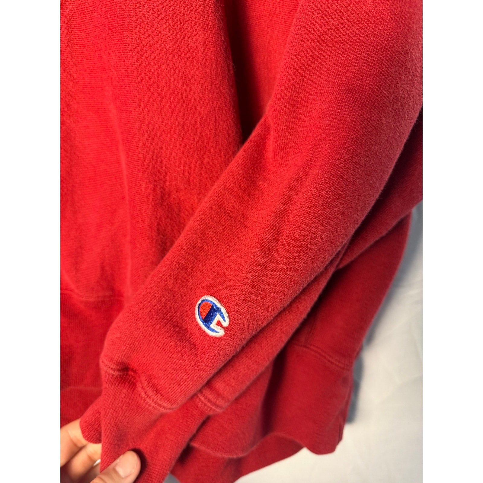 IU Indiana University Weave Red Crewneck Sweatshirt Logo Print Pullover Large