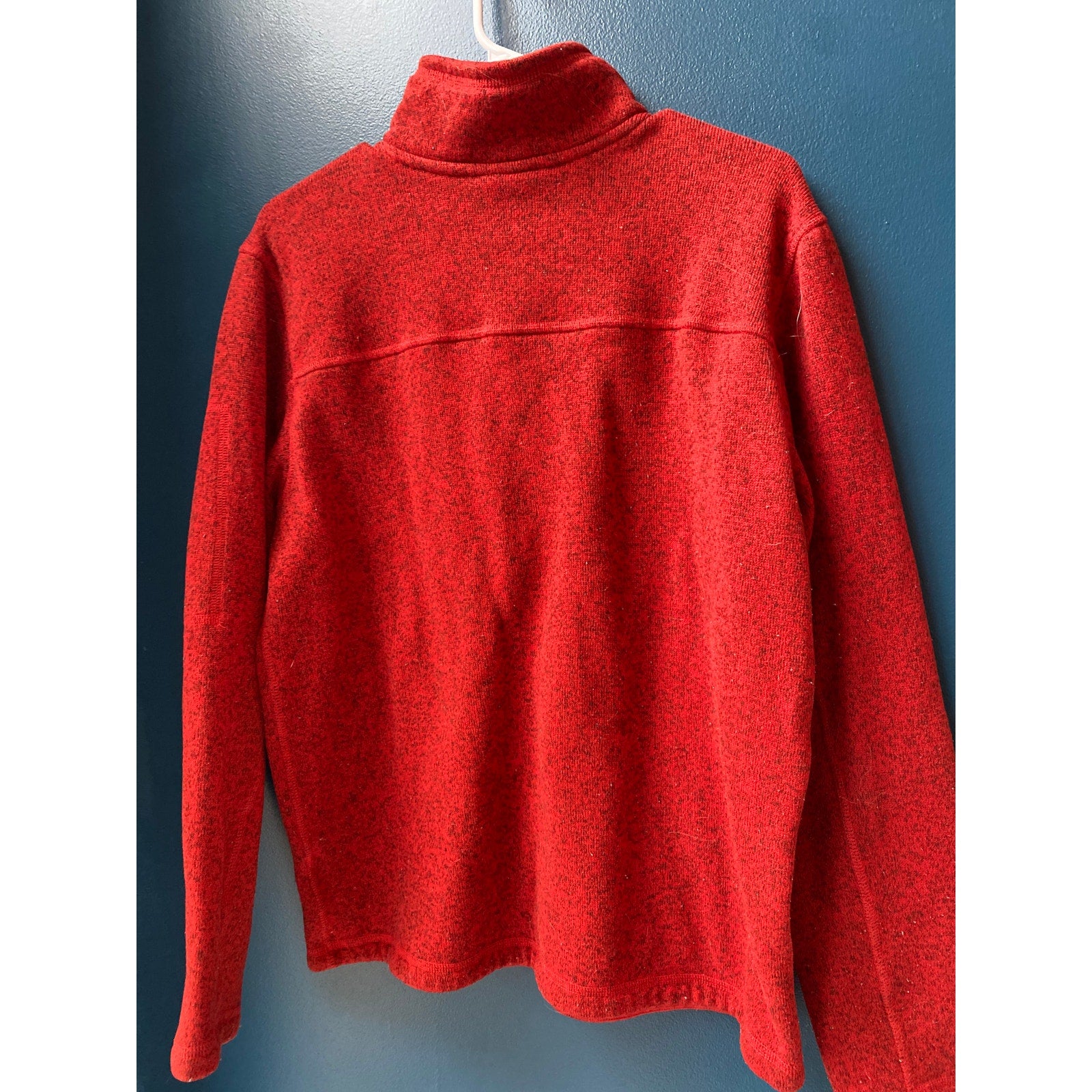 The North Face Red Textured 1/4 Zip Pullover Sweater Zip Pocket Mens Size Large