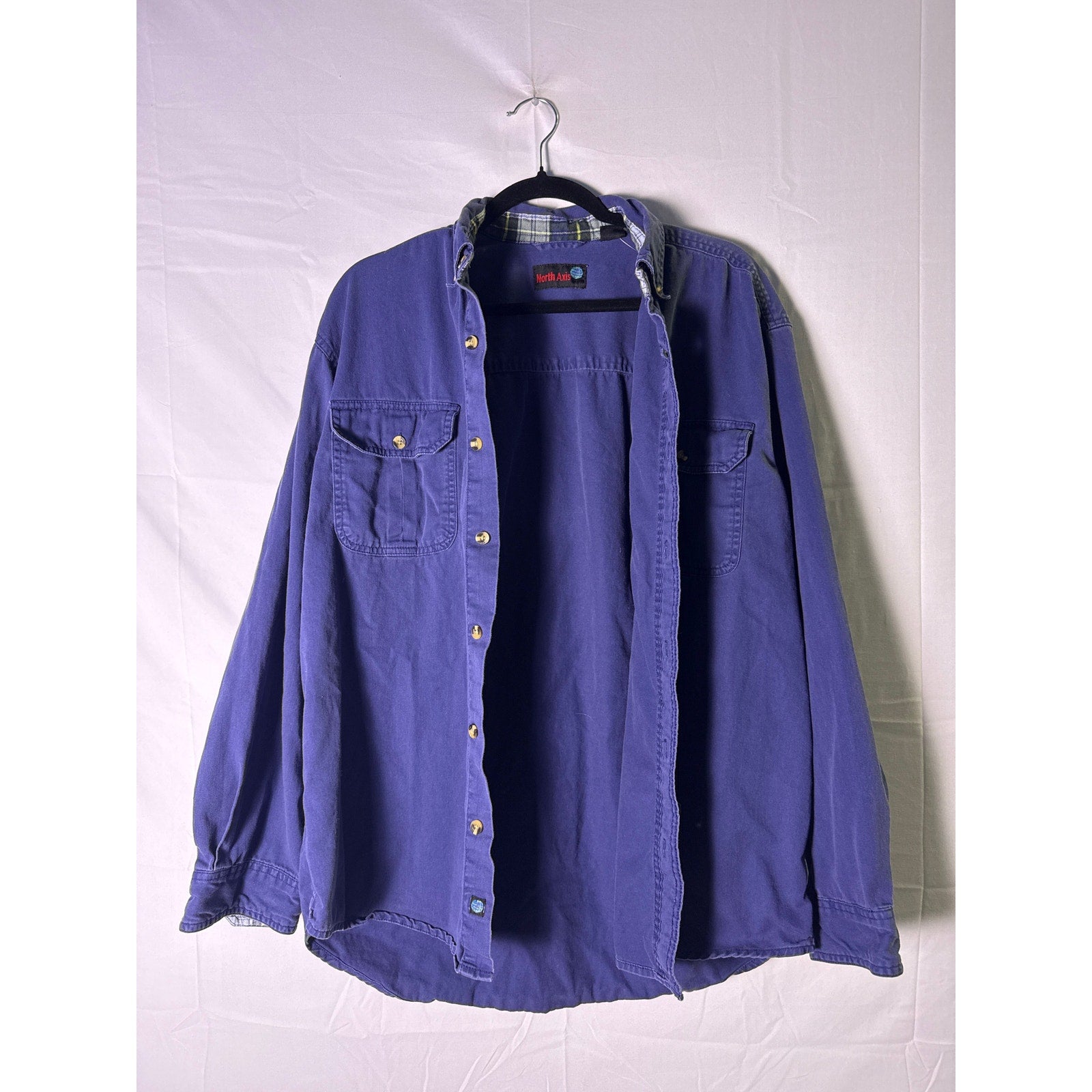 North Axis Dark Blue Button Down Long Sleeve Shirt Chest Pockets Mens Size Large