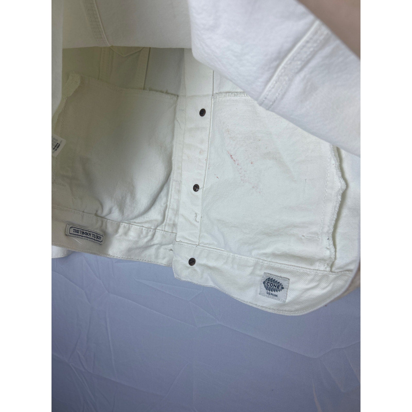 Lucky Brand Button Up White Denim Trucker Jacket Chest Pockets Men's Size XL