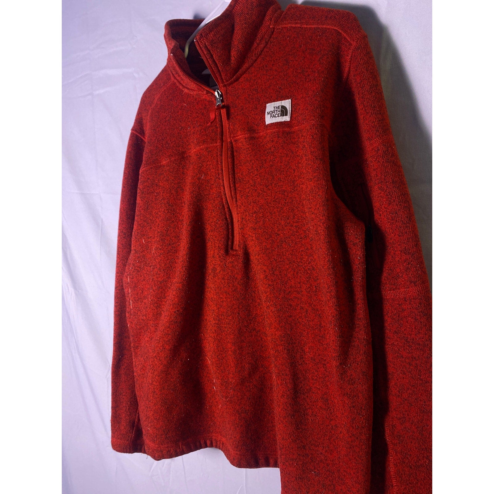 The North Face Red Textured Quarter Zip Fleece Pullover Jacket Sweatshirt Large