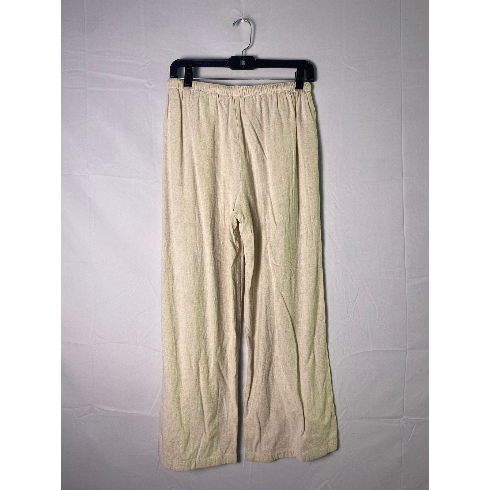 LILLUSORY Linen Summer Pants Flowy Wide Leg Beach Pants w/ Pockets Womens Medium