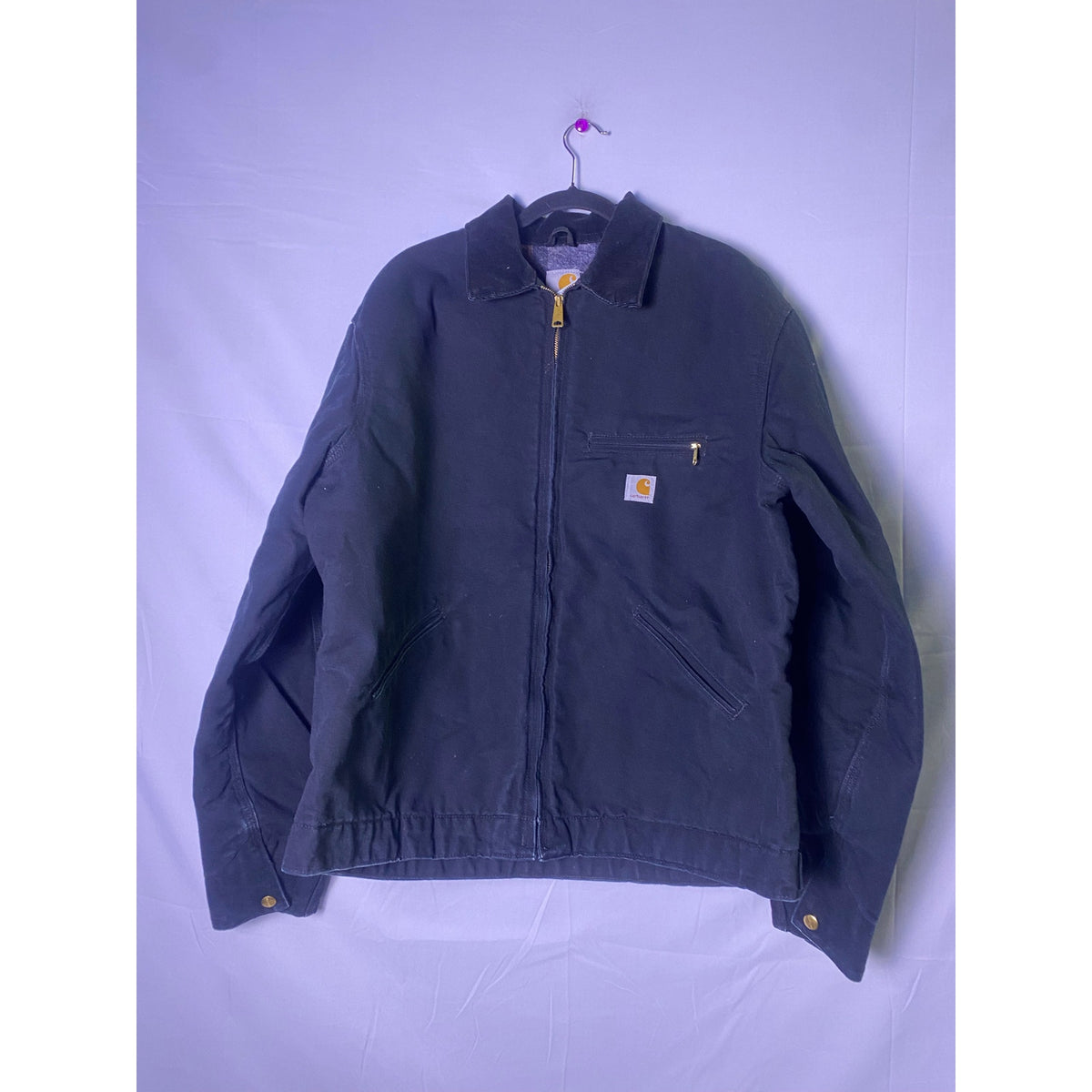 Carhartt Detroit Jacket Black Zip Pocket Blanket Lived Full Zip Men's Size XL