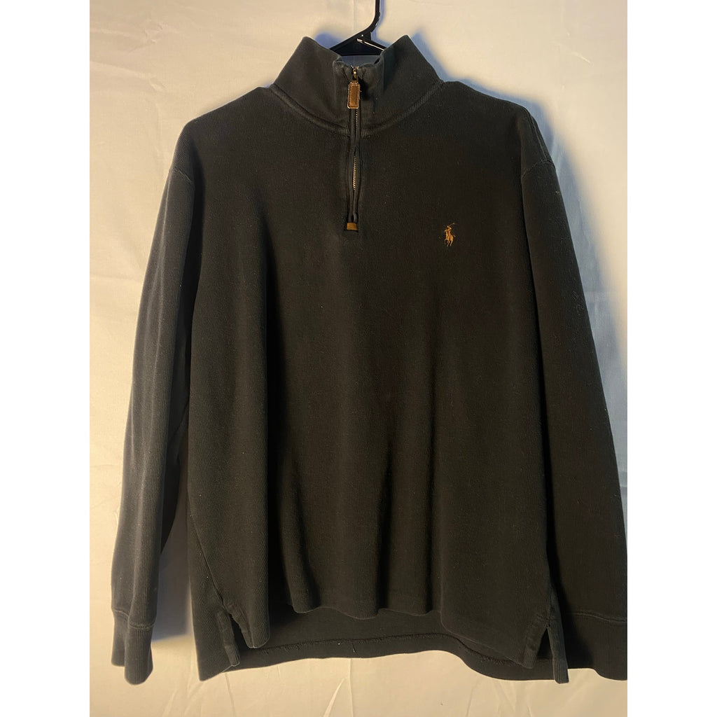Vintage Polo by Ralph Lauren Black Polo Sweater Quarter Zip Pullover Logo Large