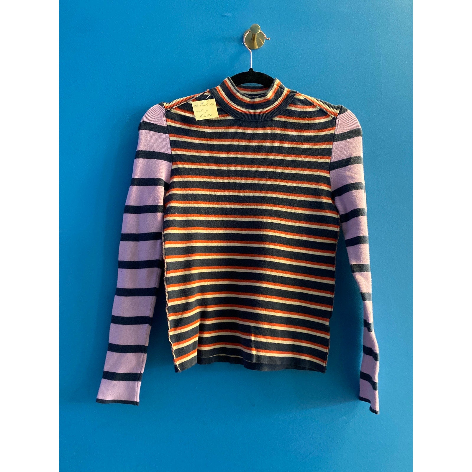 Urban Outfitters BDG Long Sleeve Mock Neck Multicolor Striped Knit Top Large