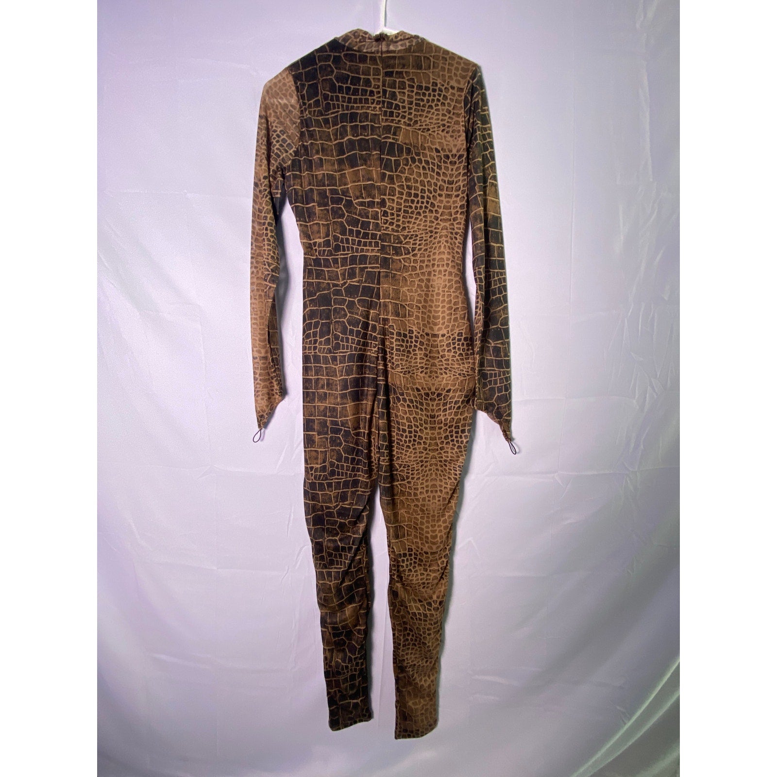 Fashion Nova Mono Sexy In Snake Mesh Print Catsuit Café Women's Size Large
