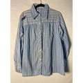 Vintage 70s Light Blue Striped Cotton Blend Babydoll Button Up Long Sleeve Shirt Women's Size XL