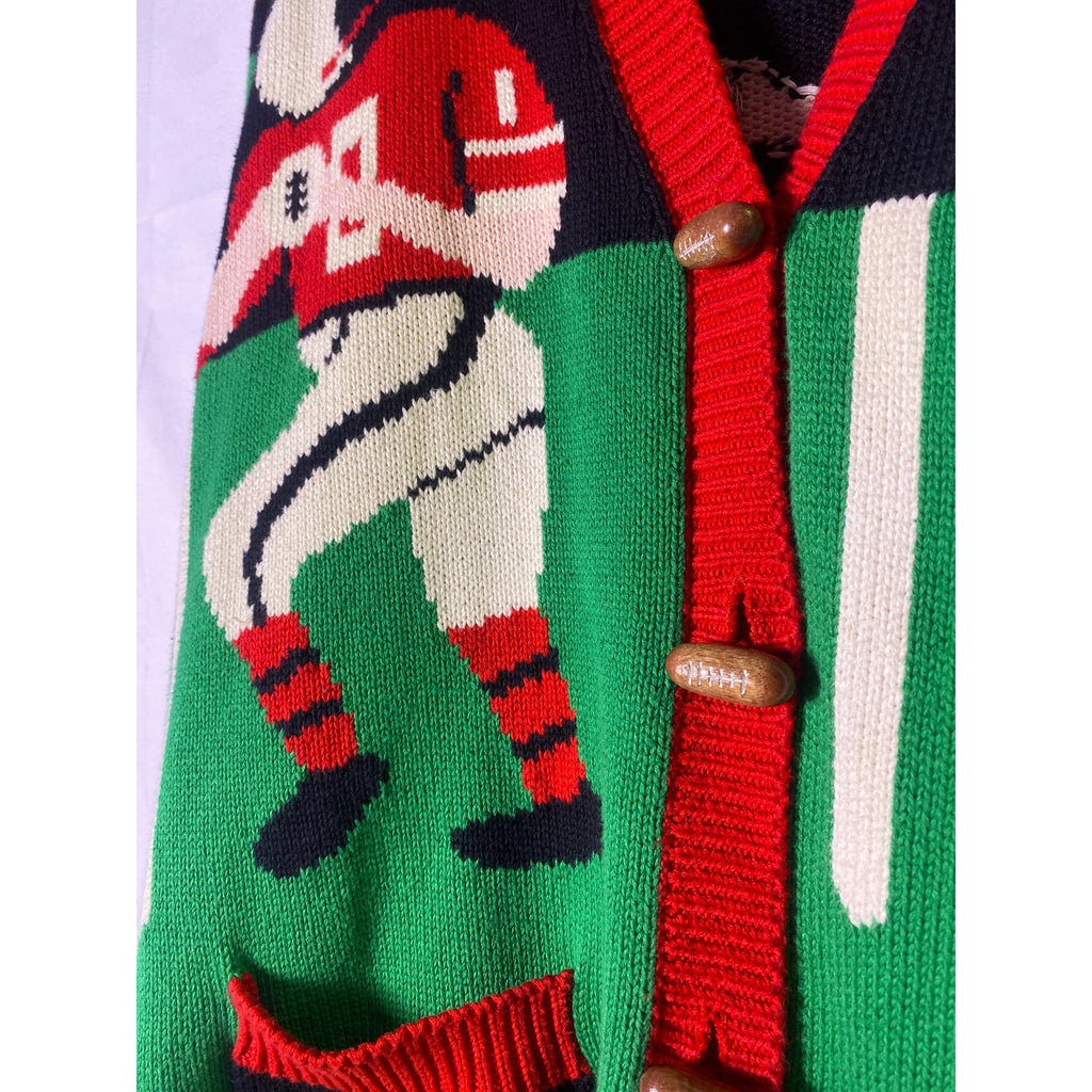 Vintage Jack B Quick IU Football NFL Button Front Cardigan Sweater Men's Large