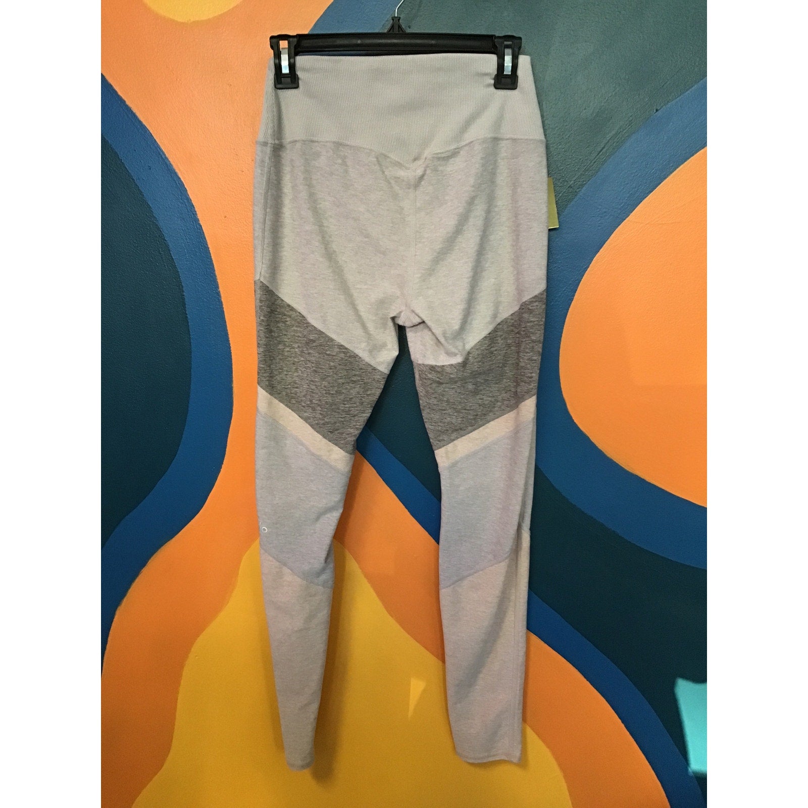 Alo Yoga Pink Gray Colorblock Pull On Leggings Women's Size Large