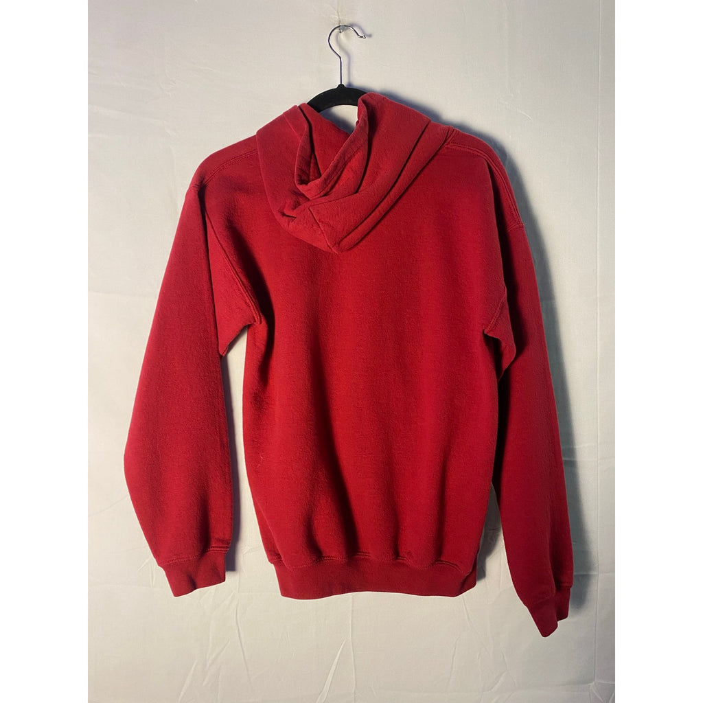 Vintage 90s Gildan Indiana Lettering Graphic Print Red Pullover Hoodie Men's XL