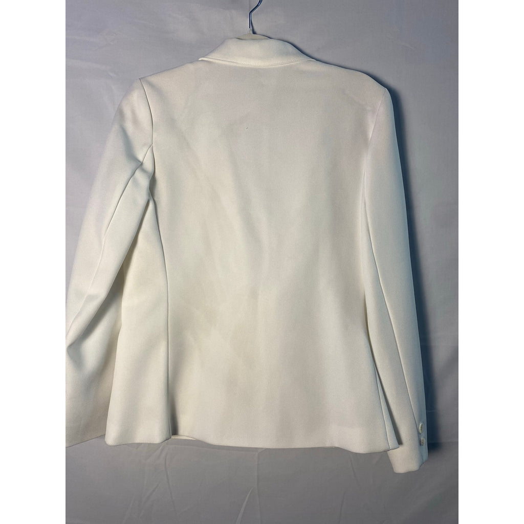 Vintage 60s-70s White Two-Buttons Blazer Jacket Career Business Women's Medium?