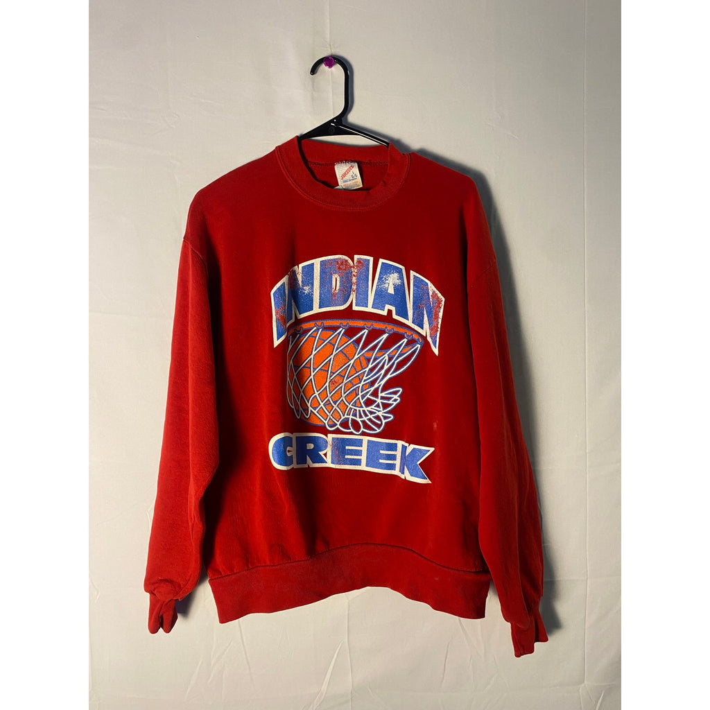Vintage IU Indian Creek Basketball Graphic Print Red Crewneck Sweater Mens Large