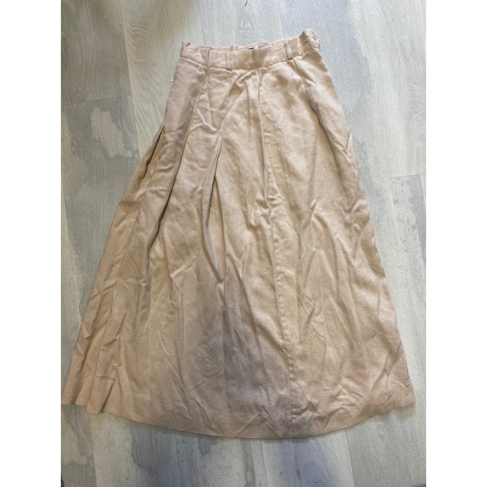 Vintage 1970s Counterparts Khaki Pleated A-line Maxi Skirt Women's Size 6