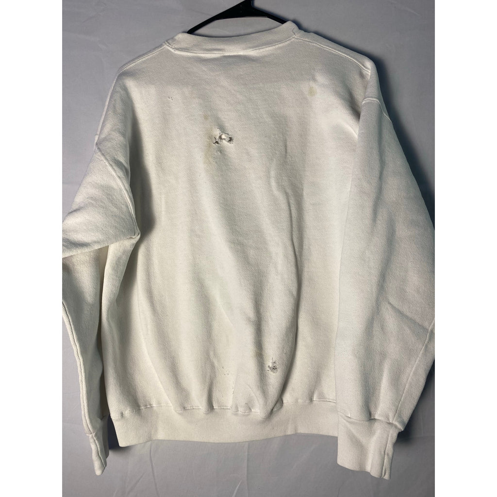 Duck Head Duck Out Soccer Ball Print White Crewneck Sweater Size XL Pullover
