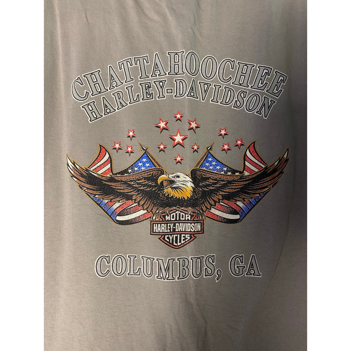Harley Davidson 1903 Chattahoochee Columbus, CA Graphic Print Gray Shirt L/XL