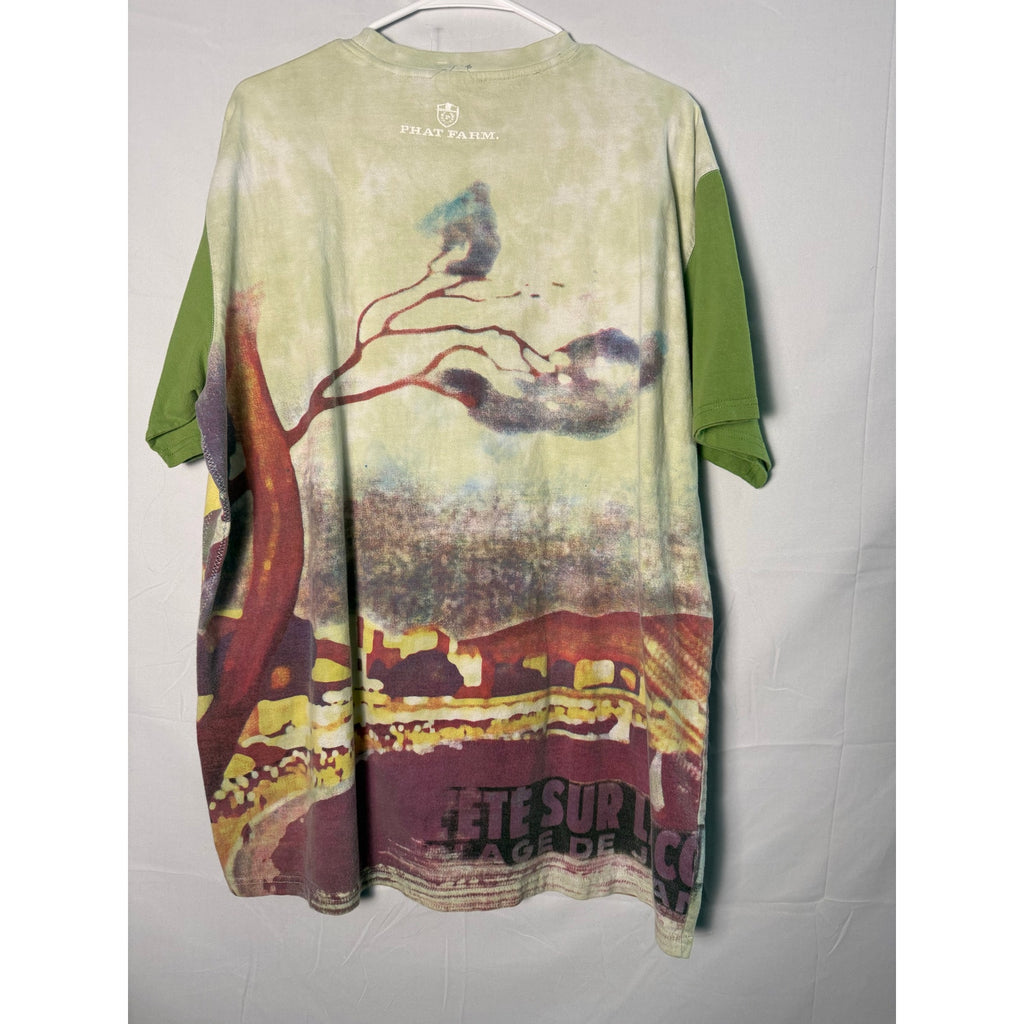 PHAT FARM Multicolor Green Leaves La Côte d'Azur Juan-les-Pins Shirt Men's L-XL