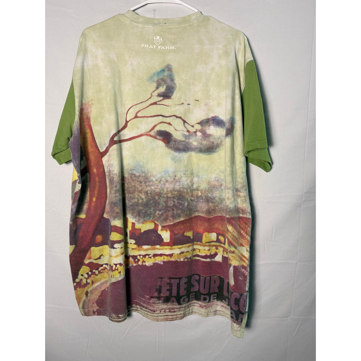 PHAT FARM Multicolor Green Leaves La Côte d'Azur Juan-les-Pins Shirt Men's L-XL