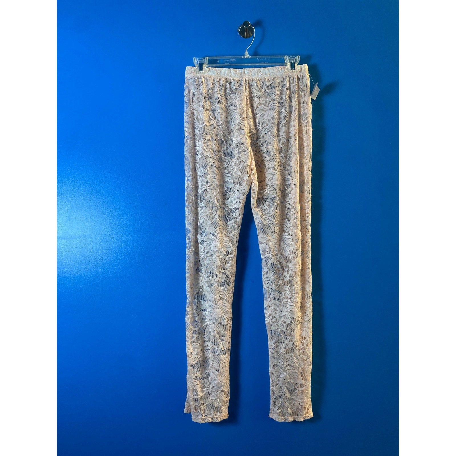 SMC Dolls Kill Pink Floral Lace Skinny Pull On Leggings Pants Women's Size XL