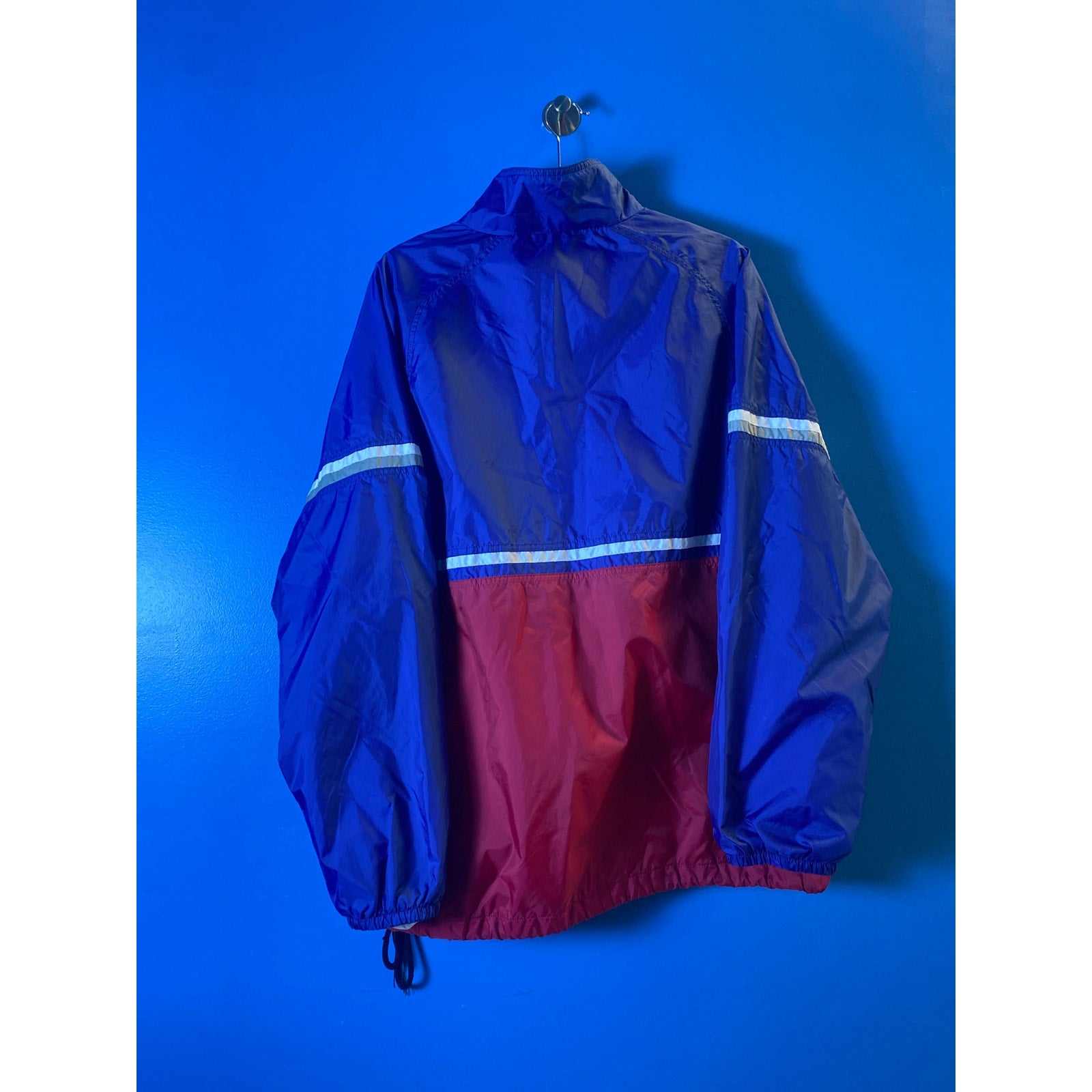 Vintage 90s Nike Full Zip Windbreaker Jacket Blue Red White Pocket Men's Size M