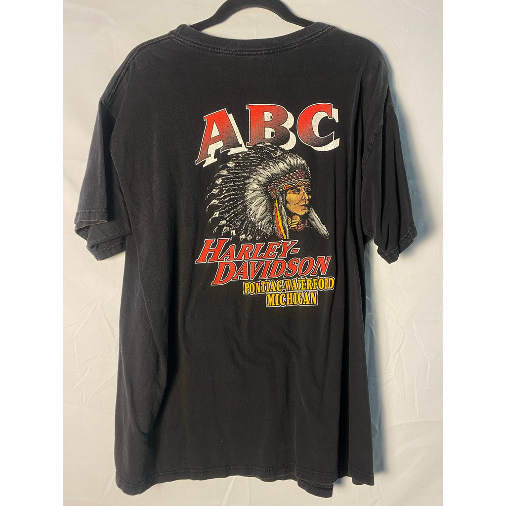 Harley Davidson ABC Pontiac waterford, Michigan Black Graphic Shirt Men's L/XL