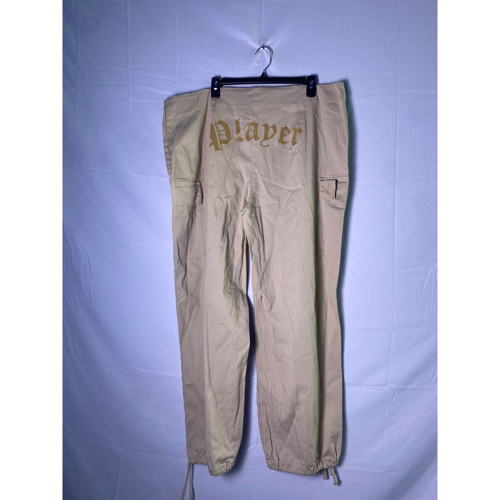 BEWARE Khaki Baggy Straight Leg Pants Adjustable Ankle Hem Women's Plus Size 3X