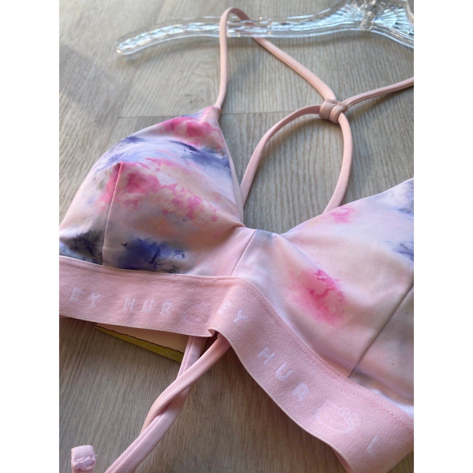 Hurley Hello Kitty Adjustable Surf Bikini Top Pink Tie Dye Women's Size Medium
