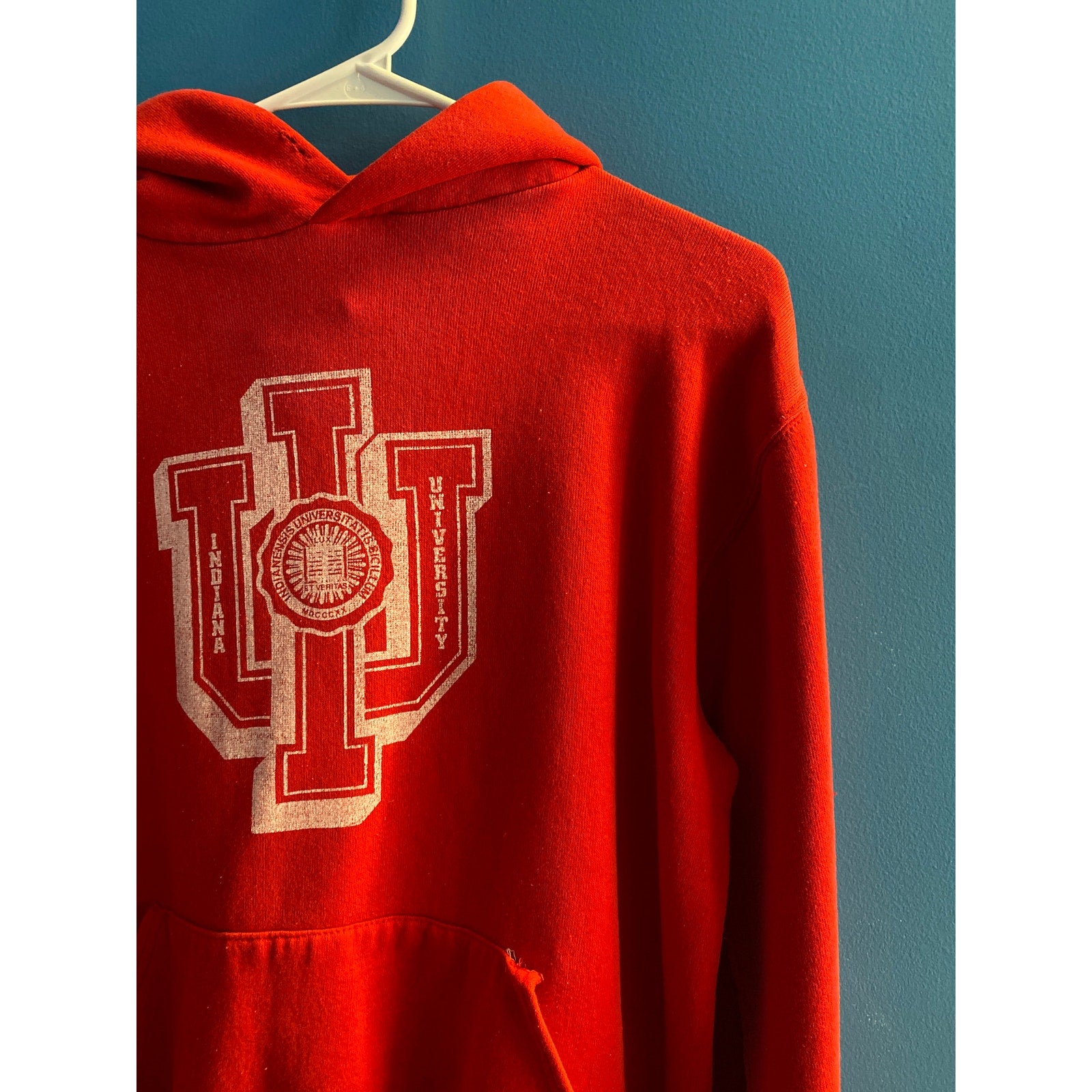 Vintage 90s Russell Athletic IU Indiana University Red Pullover Hoodie Small?