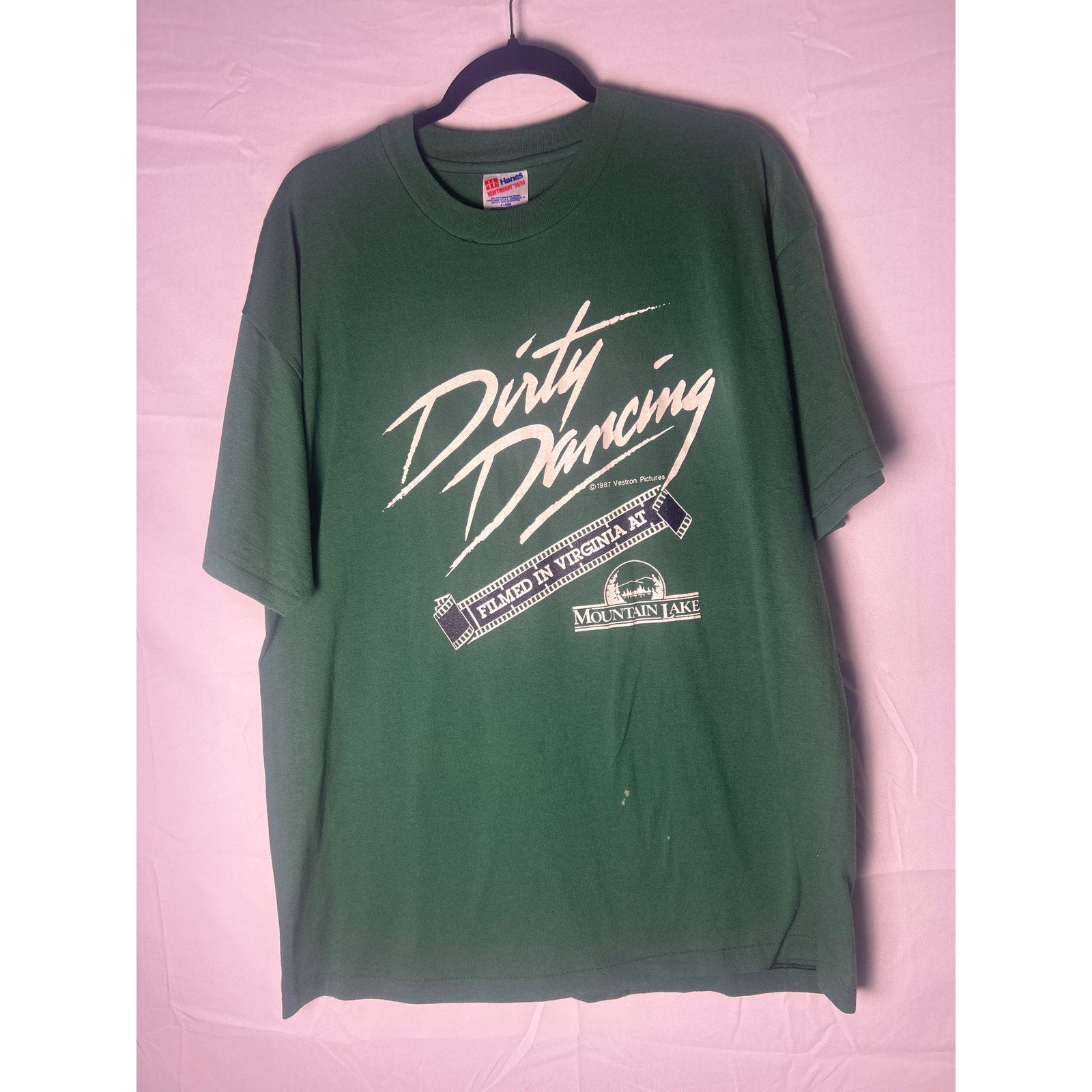 Hanes Dirty Dancing FILMED IN VIRGINIA AT MOUNTAIN LAKE Green Tee Shirt Size XL
