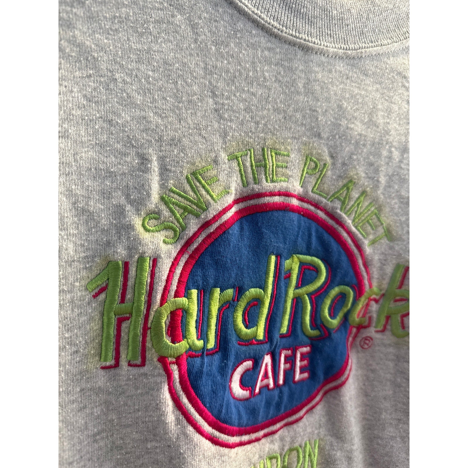 Screen Stars Fruit of the Loom SAVE THE PLANET HARD ROCK CAFE Sweatshirt Small