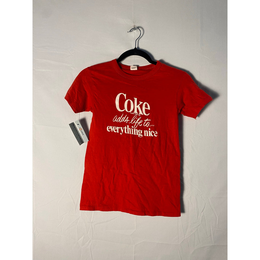 Vintage 80s Coke adds life to everything nice Graphic Print Red Shirt Women's XS