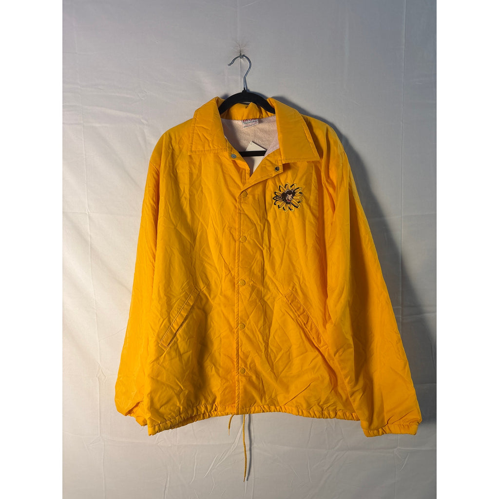 Vintage Birdie Yellow Elise Cow Embroidered Button Snap Nylon Bomber Jacket Women's Size Large