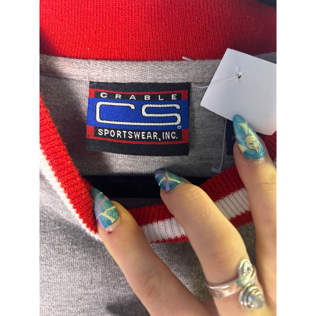 Vintage Crable Sportswear INDIANA Crew Neck Gray Red Varsity Sweatshirt Medium
