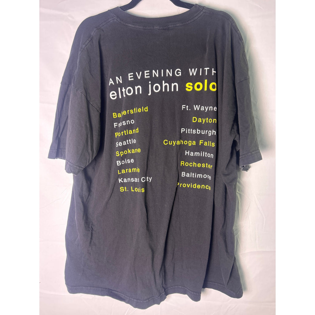 1999 Vintage Elton John An Evening With... Tour T-Shirt Pop Music Black Shirt XL
