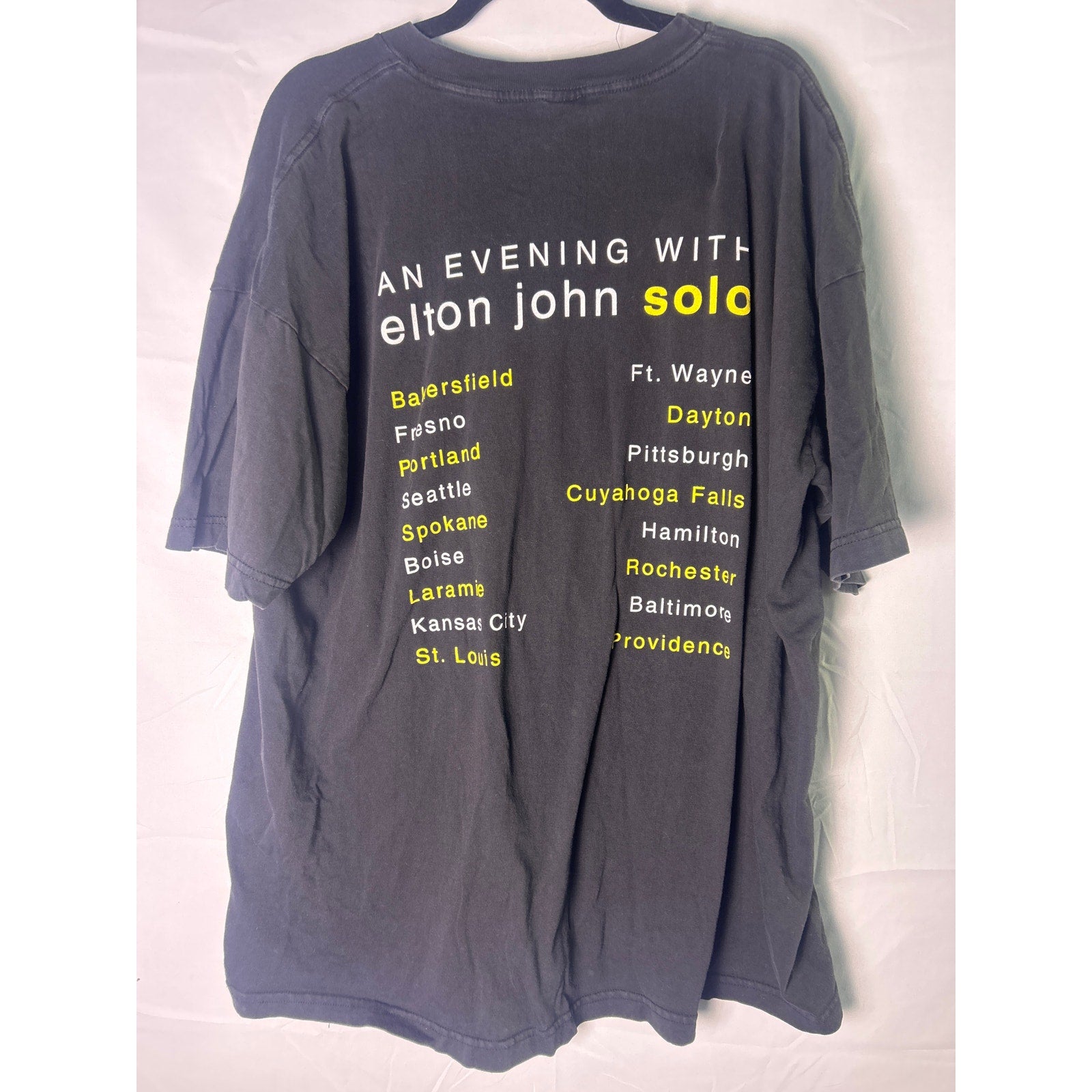 1999 Vintage Elton John An Evening With... Tour T-Shirt Pop Music Black Shirt XL