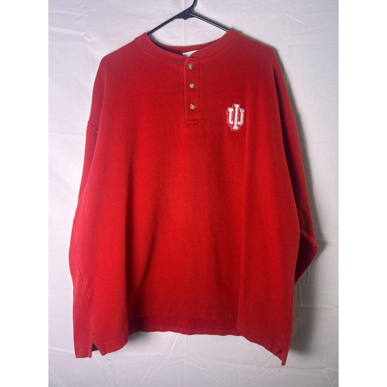 Indiana Hoosiers Embroidered Logo Red Long Sleeve Shirt Heavy Men's Size L/XL