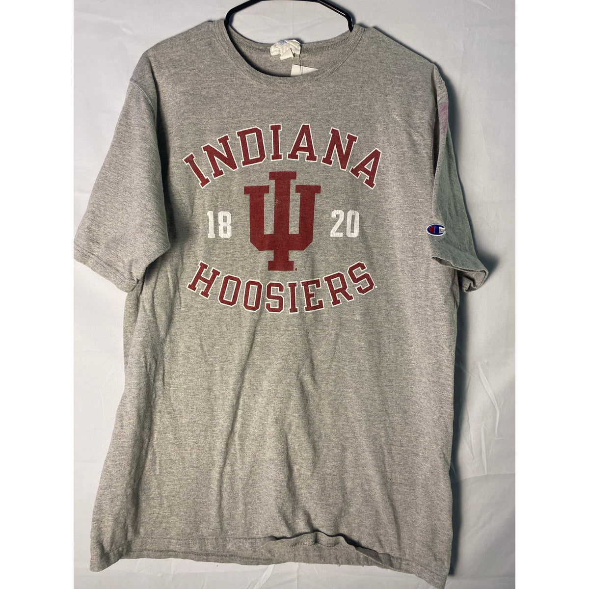 Vintage 90s Champion Indiana Hoosiers 1820 Logo Print Gray Shirt Men's Size XL